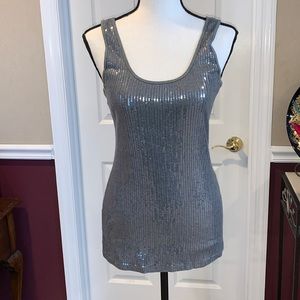 EXPRESS GRAY SEQUINED TANK TOP